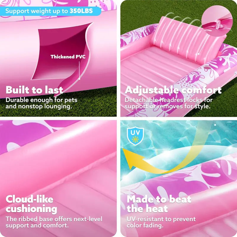 4-in-1 XL Inflatable Tanning Pool Lounge with Cup Holder