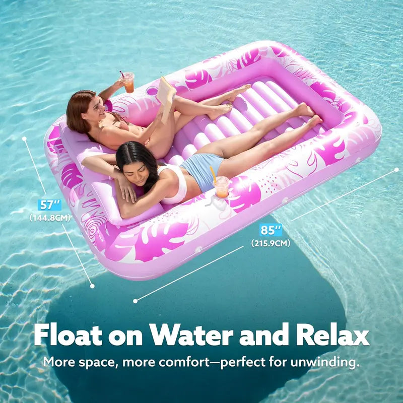 4-in-1 XL Inflatable Tanning Pool Lounge with Cup Holder