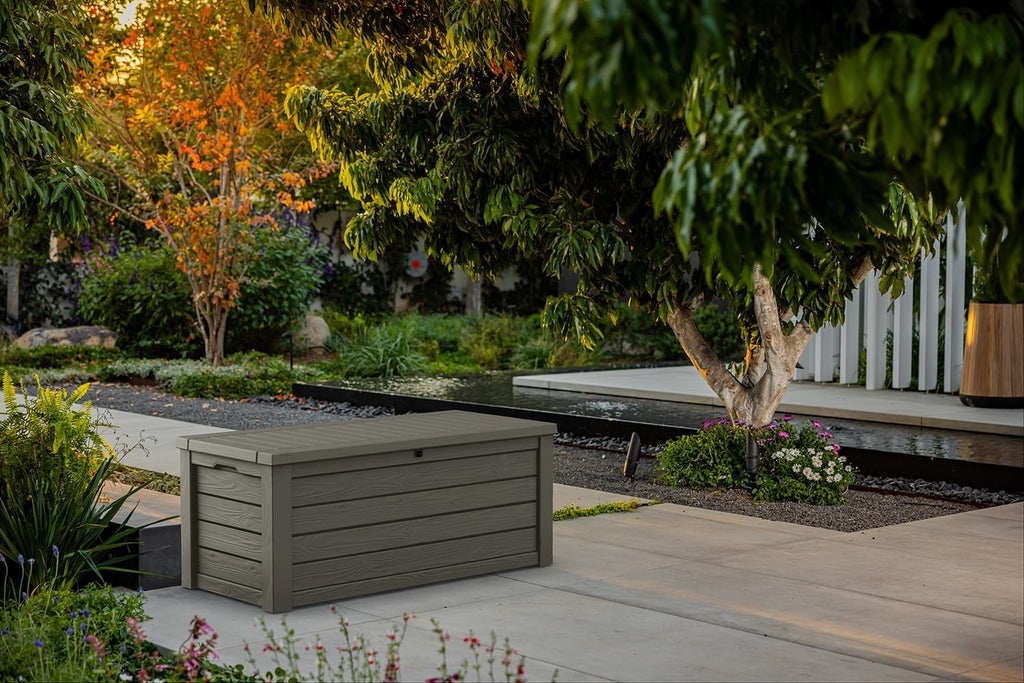 150 Gallon Resin Large Deck Box Organization and Storage Box for Patio, Outdoor Cushions, Garden Tools