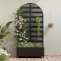 Metal Raised Garden Bed with Trellis & Wheels,72"x47"x16" Planter Box for Climbing Plants and Vegetables with Drainage Holes & Privacy Screen (Black)