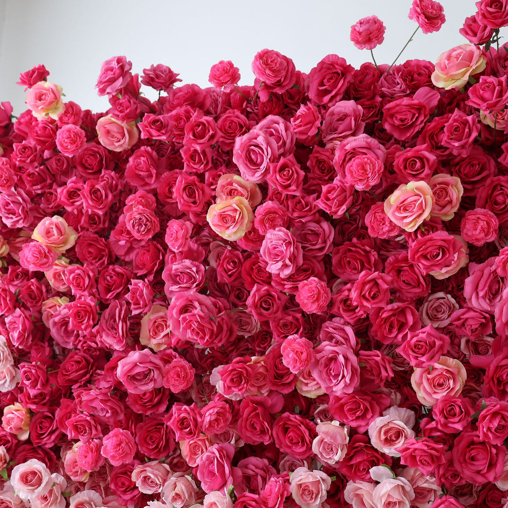 🔥[Hot sale]🔥 Roll Up Fabric Artificial Red to White Gradient Flower Wall Wedding Backdrop, Floral Party Decor, Event Photography