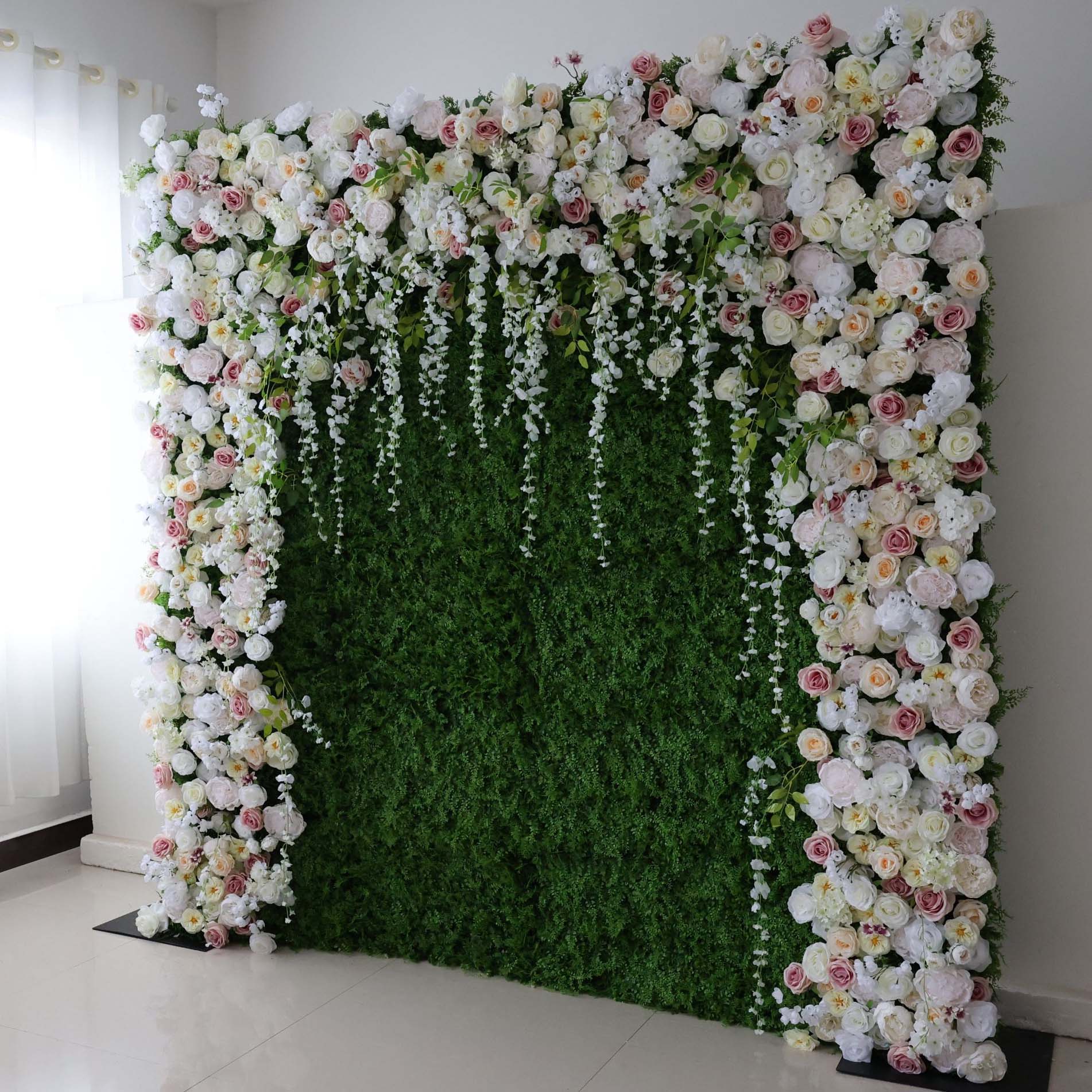 🔥[Hot sale]🔥 Roll Up Fabric Artificial Flower Wall Wedding Backdrop, Floral Party Decor, Event Photography