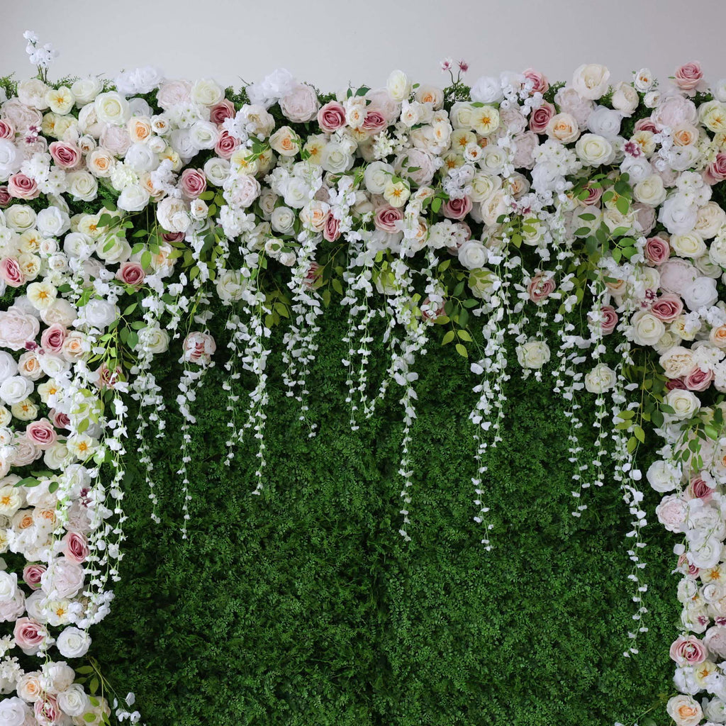 🔥[Hot sale]🔥 Roll Up Fabric Artificial Flower Wall Wedding Backdrop, Floral Party Decor, Event Photography