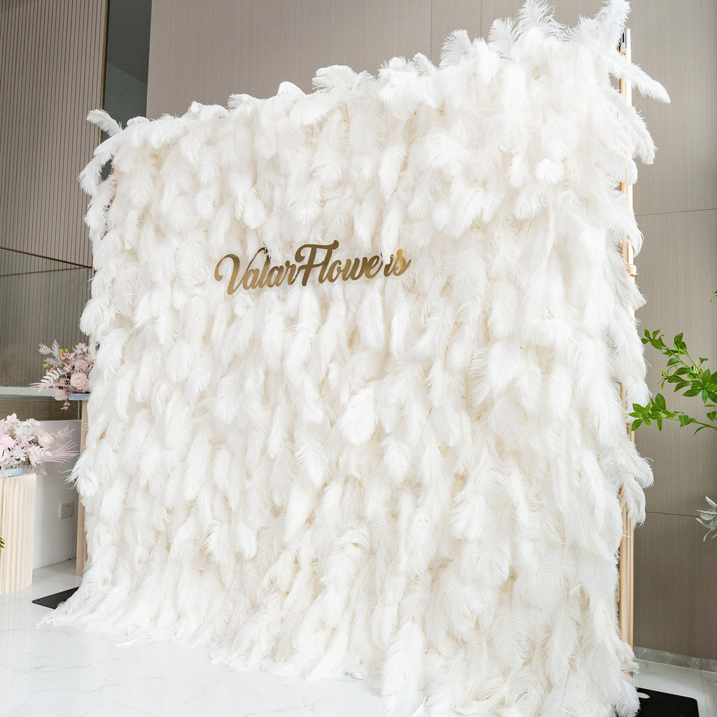 🔥[Hot sale]🔥 Artificial Floral Wall Backdrop: Celestial White Feather Dreamscape