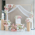 🔥[Hot sale]🔥 Elegant Pink Artificial Flower Backdrop by: With and Without Golden Stand Options for Weddings and Events
