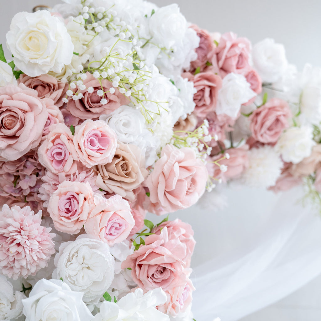 🔥[Hot sale]🔥 Elegant Pink Artificial Flower Backdrop by: With and Without Golden Stand Options for Weddings and Events