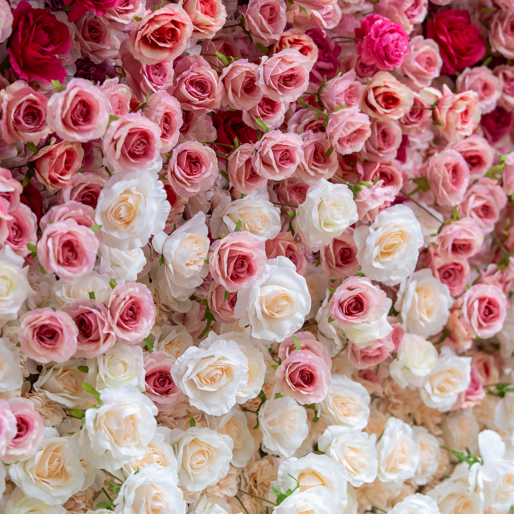 🔥[Hot sale]🔥 Roll Up Fabric Artificial Red to White Gradient Flower Wall Wedding Backdrop, Floral Party Decor, Event Photography