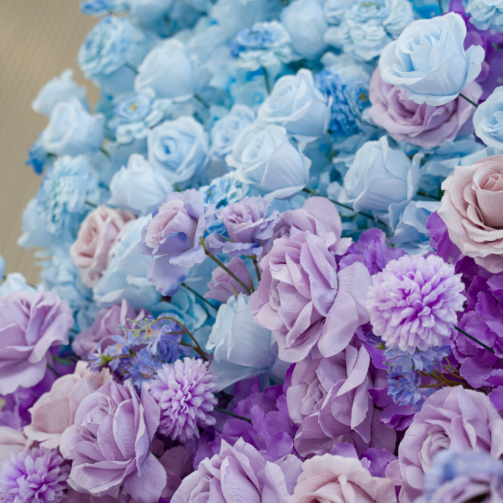 🔥[Hot sale]🔥 5D Ombre Blue - Purple - Pink Artificial Flower Backdrop: A Dreamy Floral Masterpiece Perfect for Kids Birthday