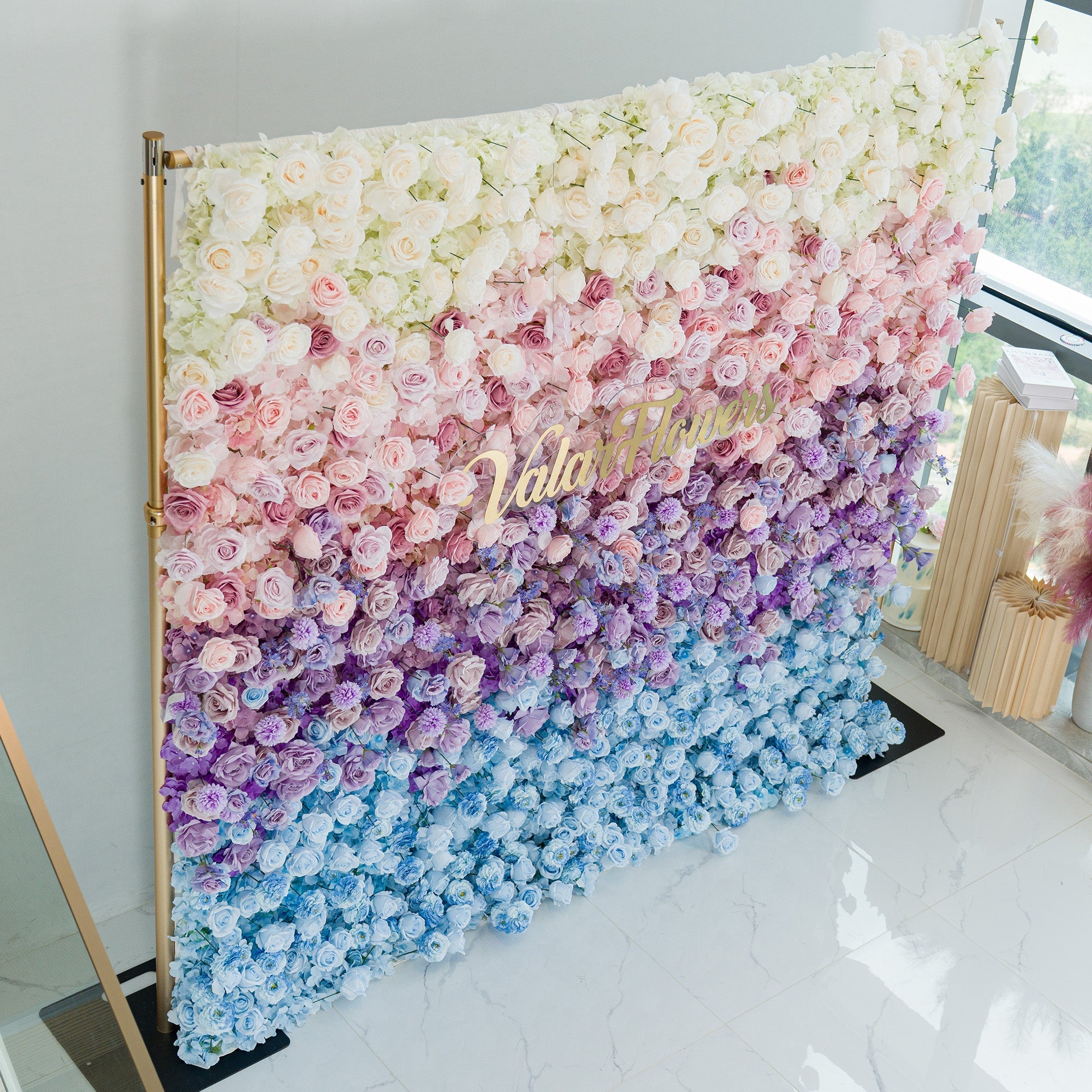 🔥[Hot sale]🔥 5D Ombre Rainbow Artificial Flower Backdrop: A Breathtaking Floral Masterpiece for Events