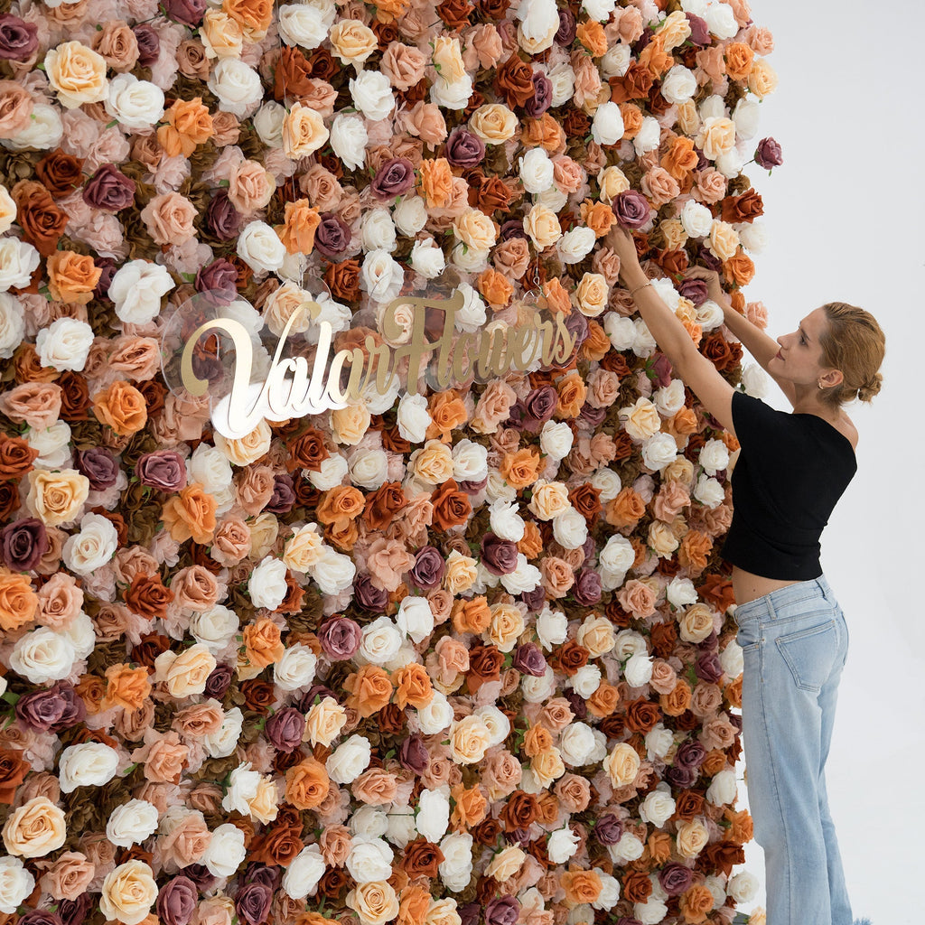 🔥[Hot sale]🔥 3D Autumn - Toned Floral Wall Backdrop: Warm & Luxurious Event Centerpiece